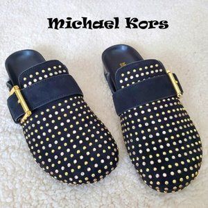 NWT Michael Kors Crystal-Embellished Suede Clog